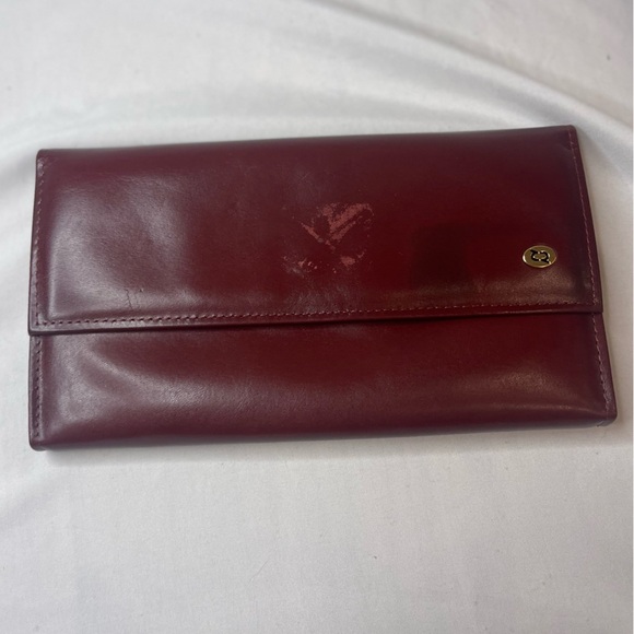 Rolfs Cowhide Vintage Leather Wallet Trifold W/Purse Clasp Gold Accent - Picture 3 of 13